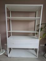 Open boekenkast wandkast wit excl. manden, Ophalen, 100 tot 150 cm, Met lade(s), Metaal