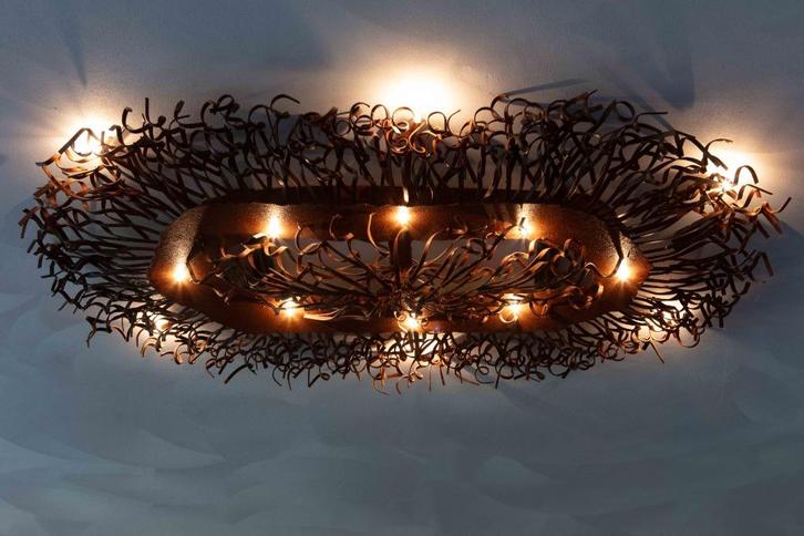 Prachtige plafondlamp met 14 lichtpunten, Huis en Inrichting, Lampen | Plafondlampen, Zo goed als nieuw, Metaal, Overige materialen
