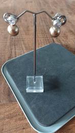 Ti Sento oorbellen zirkonia en 'parel' bronskleur, Ophalen of Verzenden, Zo goed als nieuw, Met edelsteen, Knopjes of Stekers