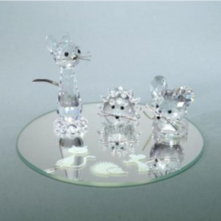 Swarovski Kat, Muis, Egel, Spiegel Replicaset, Verzamelen, Swarovski, Zo goed als nieuw, Figuurtje, Verzenden