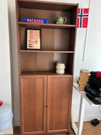 BILLY boekenkast, eikenpatroon, Ophalen, Met deur(en), 200 cm of meer, 50 tot 100 cm
