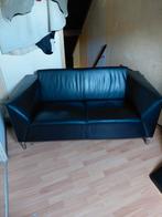 2x Touché (Geolux) Lederen 2-zits Bank - Zwart - Modern, Huis en Inrichting, Banken | Bankstellen, Ophalen, Minder dan 75 cm, 150 tot 200 cm