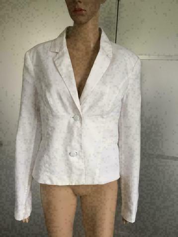 D556 maat L=40/42: linnen jasje wit blazer colbert: Ateuer beschikbaar voor biedingen