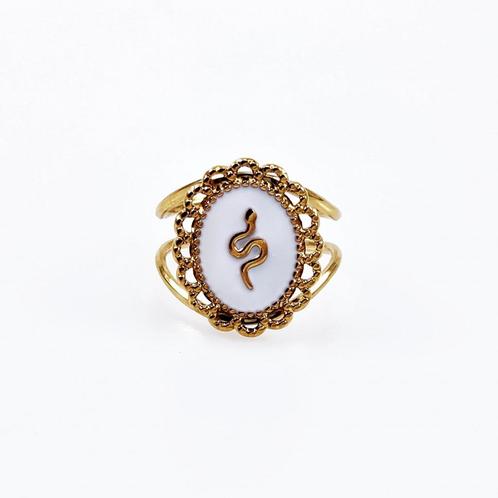 Dottilove Verstelbare Dames Ring met Slang - RVS Gold Plated, Sieraden, Tassen en Uiterlijk, Ringen, Nieuw, Dame, 17 tot 18, Goud