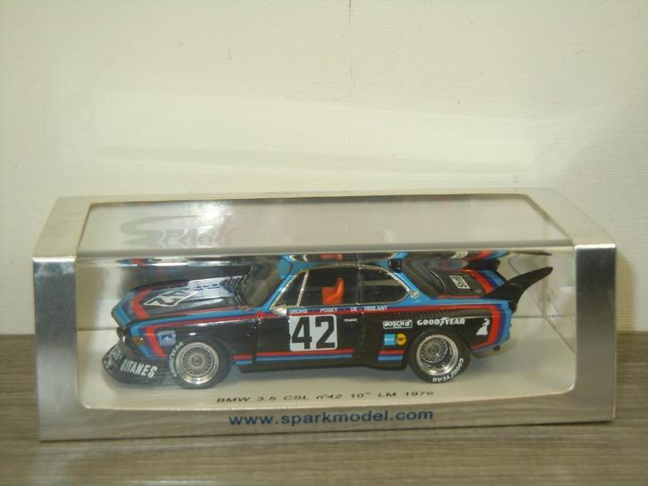 BMW 3.5 CSL no42 10th LM 1976 - Spark S1568 - 1:43, Hobby en Vrije tijd, Modelauto's | 1:43, Zo goed als nieuw, Auto, Overige merken
