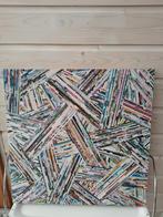 Papieren rolletjes  schilderij  1 x 1 mtr, Ophalen, Zo goed als nieuw, Schilderij, 75 cm of meer
