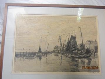 Pracht. Pent. Haven van URK, door H.Hulsbergen 1938 beschikbaar voor biedingen