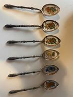 Royal Albert verzilverde lepeltjes met emaille inleg vintage, Ophalen of Verzenden