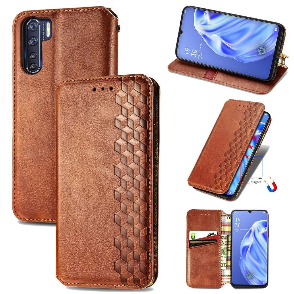 Luxe PU Lederen Wallet Case Set voor OPPO A52 / A72 _ Bruin, Verzenden, Nieuw, Hoesje of Tasje