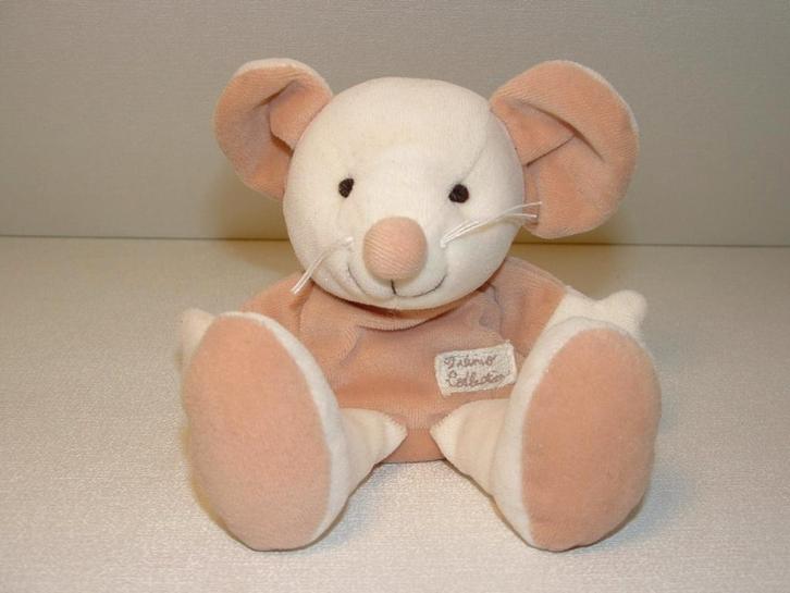 TIAMO MUIS KLEINE UITVOERING VELOURS ROOMWIT MET BEIGE, Kinderen en Baby's, Speelgoed | Knuffels en Pluche, Nieuw, Overige typen