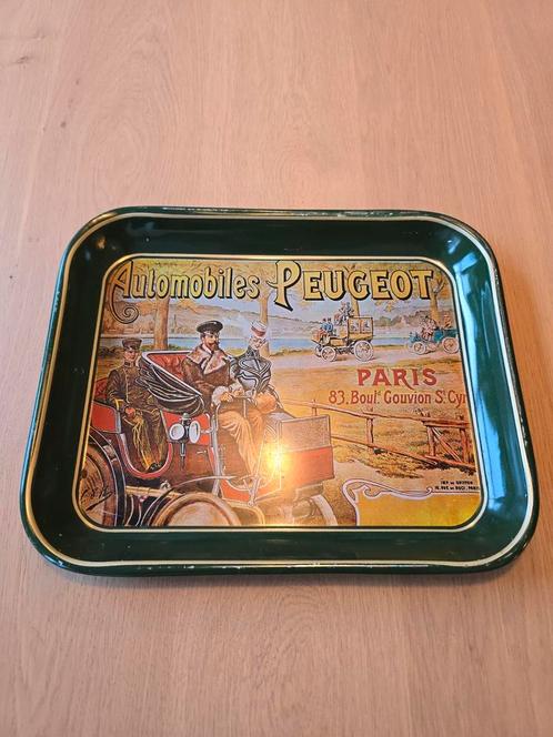 Vintage antiek metalen dienblad Automobiles Peugeot Paris, Huis en Inrichting, Woonaccessoires | Dienbladen, Zo goed als nieuw