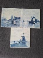 3 oude delftsblauwe tegeltjes, Ophalen of Verzenden