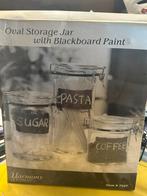 3 ovale weckpotten met schoolbord, Huis en Inrichting, Keuken | Potten en Pannen, Ophalen of Verzenden, Nieuw, Glas, Pot, Bus of Blik