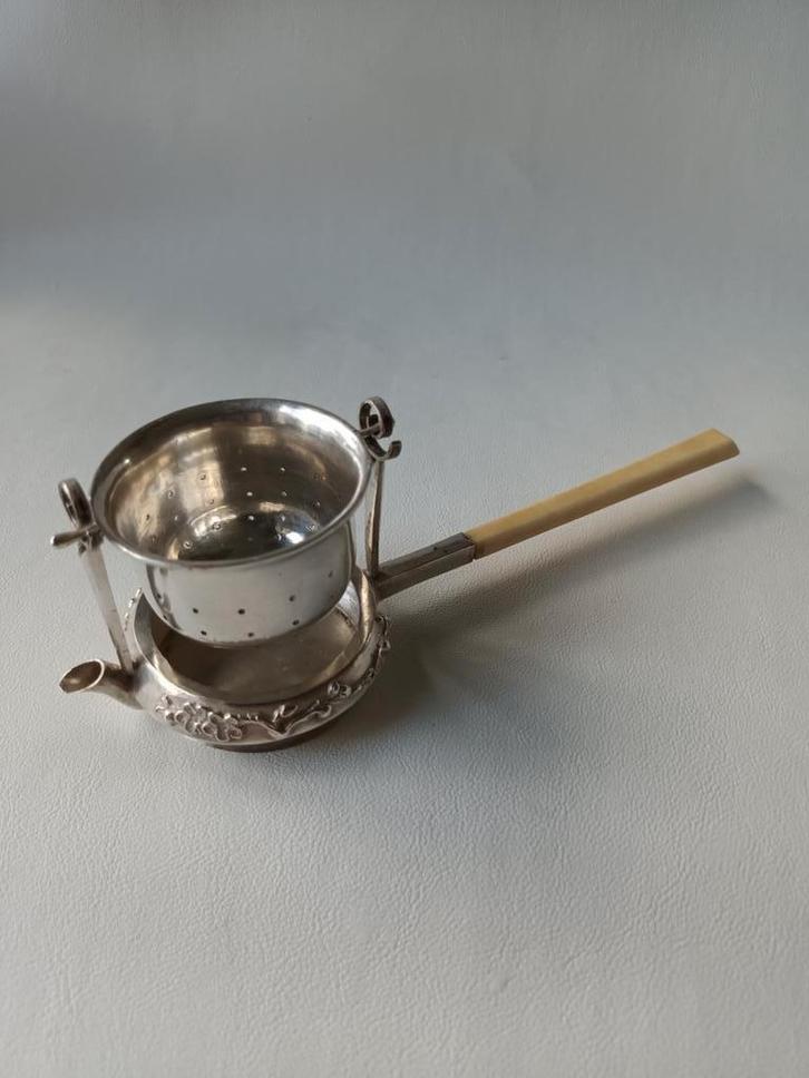 Chinees Export Zilveren theezeef, Antiek en Kunst, Antiek | Goud en Zilver, Ophalen of Verzenden