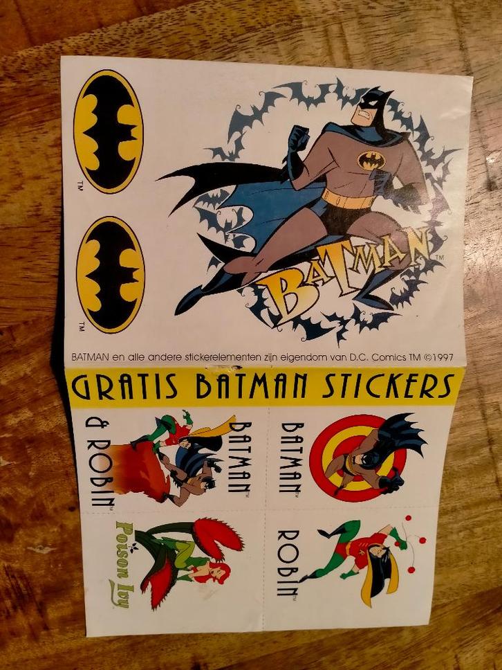 Batman DC Comics vintage 1997 stickervel superheld stickers, Verzamelen, Stickers, Gebruikt, Strip of Tekenfilm, Ophalen of Verzenden