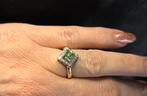 Gouden Vintage ring edelsteen smaragd en diamant. 2026/21.