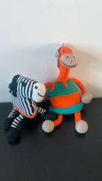 2 knuffels gebreid /giraffe/ zebra/ Uniek!, Hobby en Vrije tijd, Breien en Haken, Ophalen, Zo goed als nieuw, Haken, Patroon of Boek