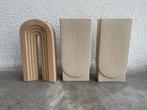 3 Beige Aardewerk Vazen van Karwei, Huis en Inrichting, Ophalen, Overige kleuren, Aardewerk of Porselein, Zo goed als nieuw