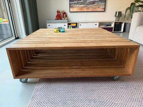 Teak houten salontafel 110 x 110cm, Huis en Inrichting, Tafels | Salontafels, Zo goed als nieuw, Minder dan 50 cm, 100 tot 150 cm