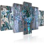 394 Blauw Abstract Boom 5 Luik Canvas Schilderij 200x100cm, Antiek en Kunst, Ophalen of Verzenden