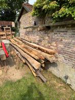 Oude handgemaakte balken uit boerderij, Doe-het-zelf en Verbouw, Hout en Planken, Ophalen, Gebruikt, Eiken, Balk