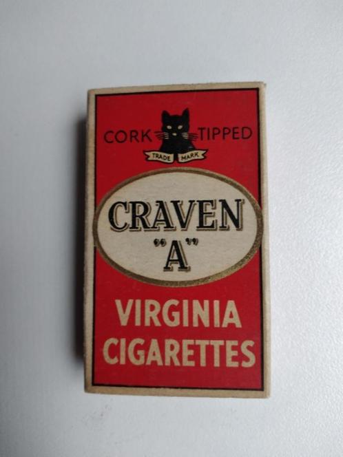 Vintage leeg pakje Craven  "A" 10 sigaretten jaren '30, Verzamelen, Rookartikelen, Aanstekers en Luciferdoosjes, Gebruikt, Tabaksdoos of Verpakking