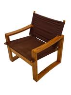 Vintage Deense Borge Jensen Safari Sling Fauteuil Pinewood, Gebruikt, Vintage, 75 tot 100 cm, Stof