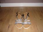 NIEUW: leuke sandalen met steentjes in maat 40, zwart-zilver, Zwart, Nieuw, Sandalen of Muiltjes, Ophalen of Verzenden