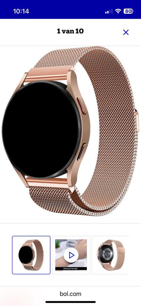 Samsung Galaxy Watch 4 40mm Horlogebandjes leer metaal goud, Sieraden, Tassen en Uiterlijk, Smartwatches, Nieuw, Android, Roze