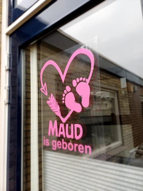 Geboorte Raamstickers met naam van de baby., Kinderen en Baby's, Kraamcadeaus en Geboorteborden, Nieuw, Geboortebord, Ophalen of Verzenden