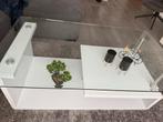 Witte salontafel met glazen blad - 150x80cm, Huis en Inrichting, Tafels | Salontafels, Gebruikt, 100 tot 150 cm, 50 tot 75 cm