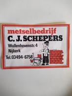 Oude sticker.  Metselbedrijf C.J.SCHEPERS. Nijkerk., Ophalen of Verzenden, Zo goed als nieuw