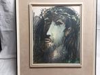 Schilderij van Pierre Daems, hoofd van Jezus, Antiek en Kunst, Ophalen of Verzenden