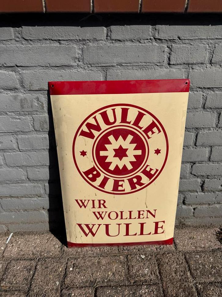 Vintage Wulle Biere Emaille Reclamebord - Bier Reclamebord D, Antiek en Kunst, Antiek | Emaille, Ophalen of Verzenden