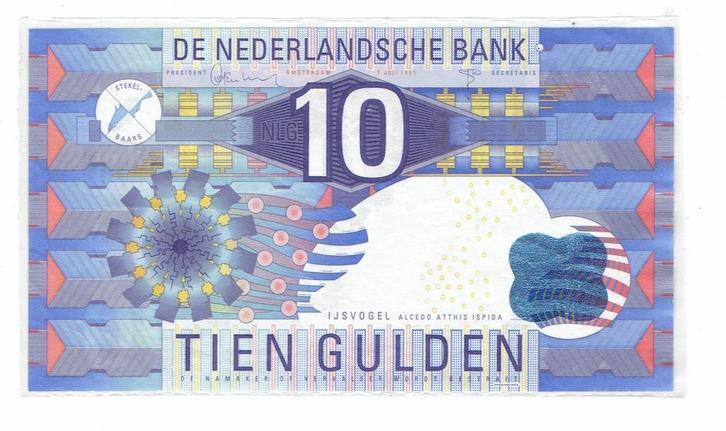 10 Gulden IJsvogel, Postzegels en Munten, Bankbiljetten | Nederland, Los biljet, 10 gulden, Verzenden