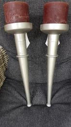 2 toortsen zilverkleur, Overige materialen, Gebruikt, Overige kleuren, 25 tot 50 cm
