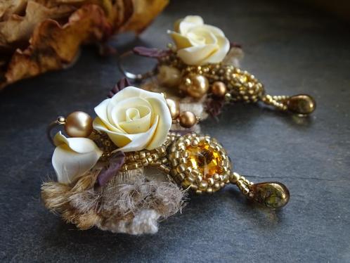 Kunst oorbellen, Sieraden, Tassen en Uiterlijk, Oorbellen, Nieuw, Hangers, Zilver, Goud, Met edelsteen, Met kristal, Met strass