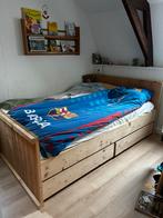 Tweepersoonsbed steigerhout met lades 140x210, Ophalen, Gebruikt, Twijfelaar, Steigerhout