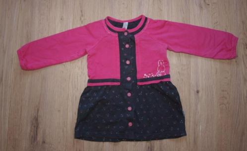 Grijs met Roze Jurk Mijn Nijn (74), Kinderen en Baby's, Babykleding | Maat 74, Gebruikt, Meisje, Jurkje of Rokje, Ophalen of Verzenden