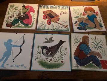 13 Retro schoolplaten van Uitgeverij Zwijssen beschikbaar voor biedingen