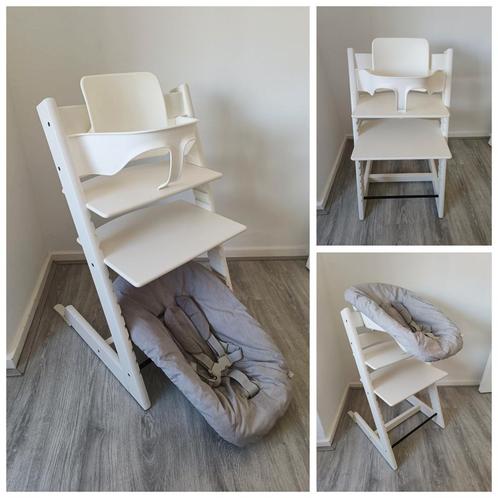 ZGAN! Stokke Tripp Trapp wit+babyset, 2 standen newbornset, Kinderen en Baby's, Kinderstoelen, Zo goed als nieuw, Meegroeistoel