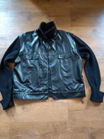 zwarte blazer/vest in leatherlook met warme mouwen + knopen, Zwart, Ophalen