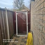 Glazen douchedeur met wit frame 185.5x87.5, Doe-het-zelf en Verbouw, Sanitair, Ophalen, Gebruikt, Glas, Douche