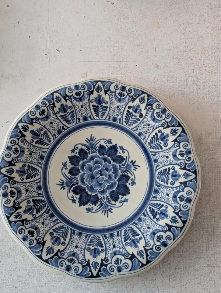 Antiek Delfts blauw Ram bord met bloemen + planten, Antiek en Kunst, Antiek | Wandborden en Tegels, Ophalen of Verzenden