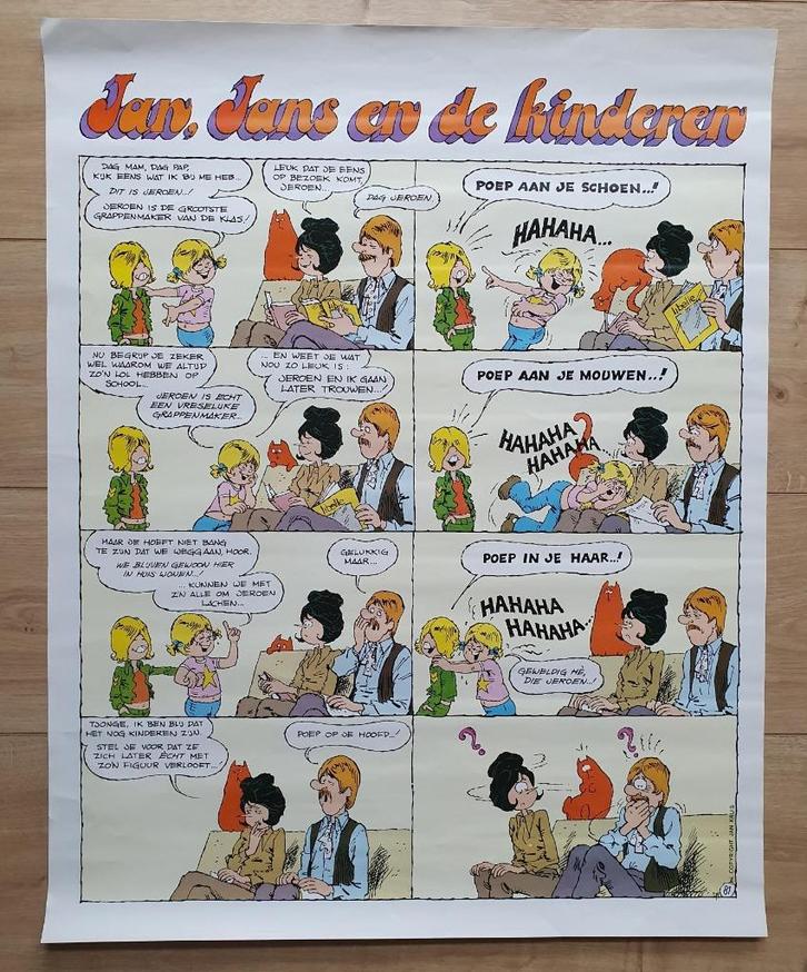 Jan, Jans, "Poep aan je schoen" poster, Boeken, Stripboeken, Zo goed als nieuw, Ophalen of Verzenden