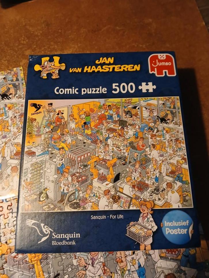 Jan van Haasteren Sanquin For Life., Hobby en Vrije tijd, Denksport en Puzzels, Zo goed als nieuw, 500 t/m 1500 stukjes, Ophalen of Verzenden