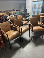 6 eetkamerstoelen leren bekleding Topform, Ophalen, Zo goed als nieuw, Bruin