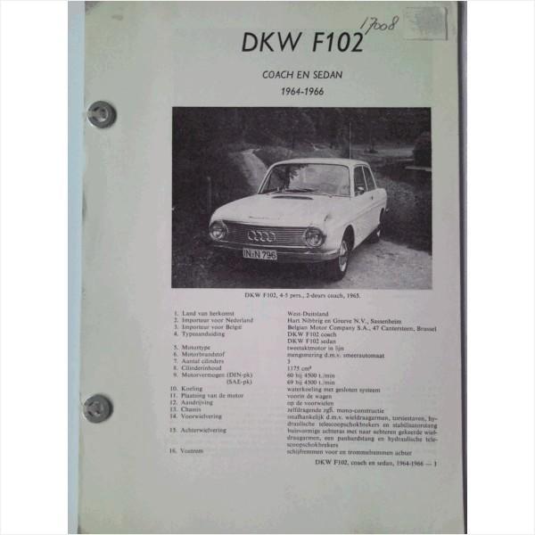 DKW Auto Union F102 Vraagbaak losbladig 1964-1966 #2 Nederla, Boeken, Auto's | Boeken, Gelezen, Algemeen, Ophalen of Verzenden