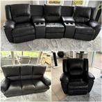 Echt leren relaxbankstel – zwart – in nieuw staat, Huis en Inrichting, Ophalen, Info@zittmax.nl, Leer, Zo goed als nieuw
