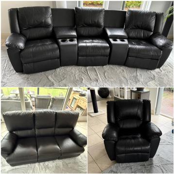 Echt leren relaxbankstel – zwart – in nieuw staat beschikbaar voor biedingen